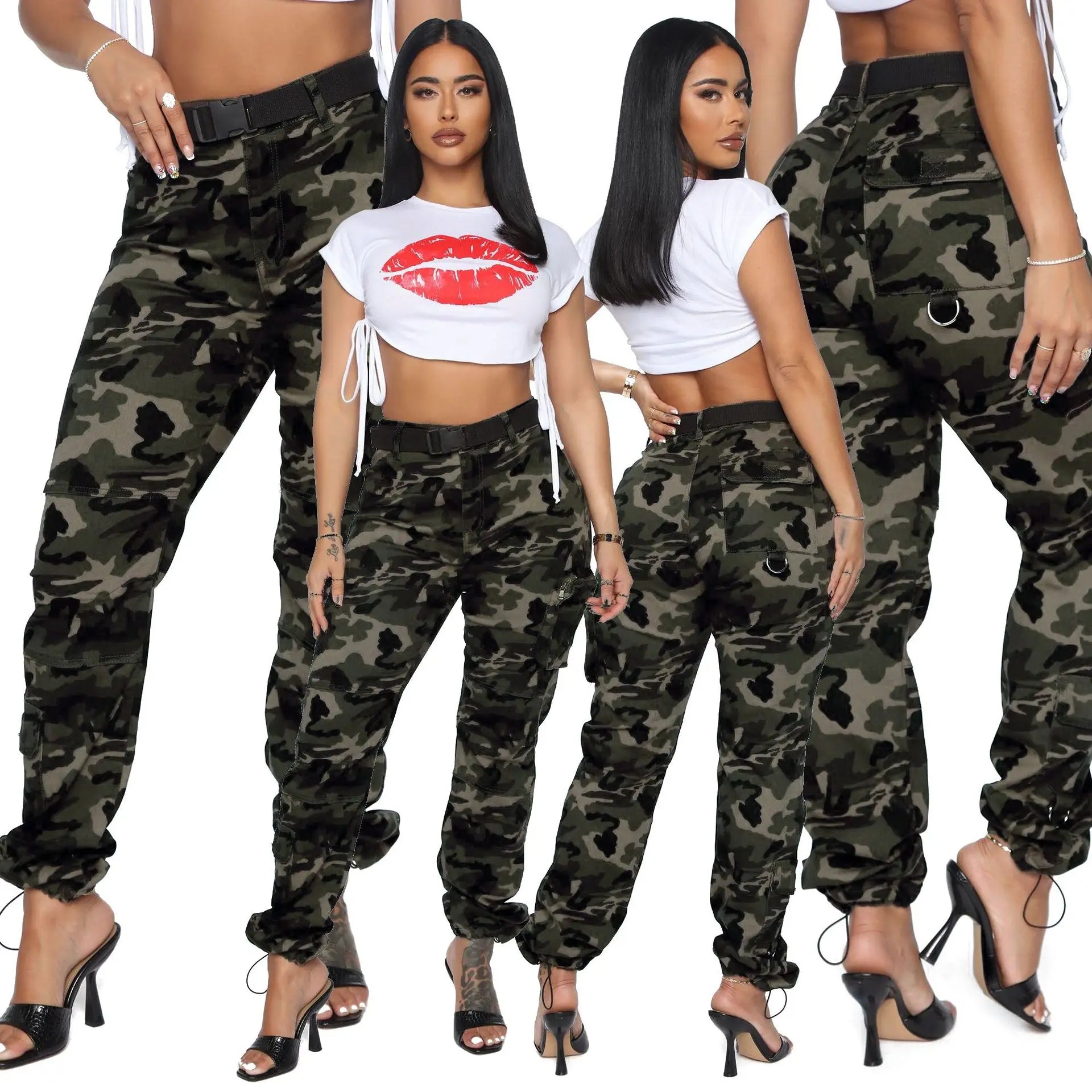 Overstock Overstock Fashion Streetwear Denim Cargo Pants Camouflage Pants Autumn Women Clothing Cotton for Trousers&Pants