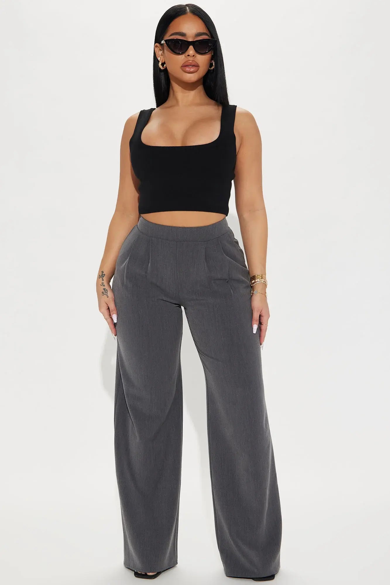 Weekend Specials to Love Weekend Specials to Love Charcoal High-Waisted Wide Leg Trousers Weekend Specials to Love Weekend Specials to Love Charcoal High-Waisted Wide Leg Trousers