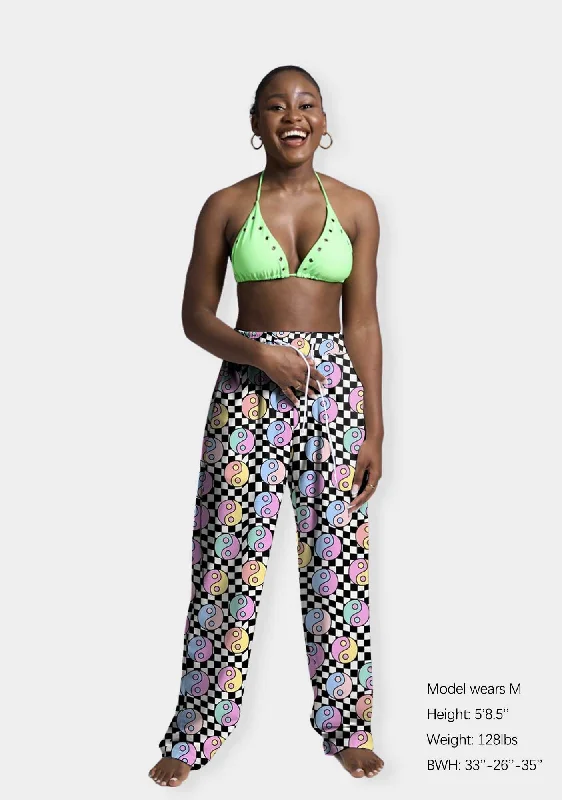 New Markdowns New Markdowns Ying Yang Checkerboard Print Casual Pants