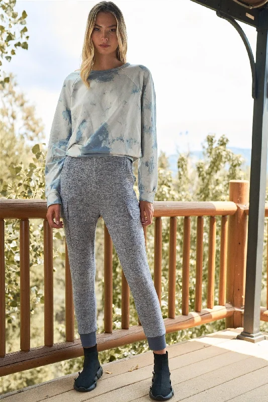 Epic Deals Epic Deals Navy High Waist Cargo Pocket Detail Fuzzy Jogger Sweat Pants