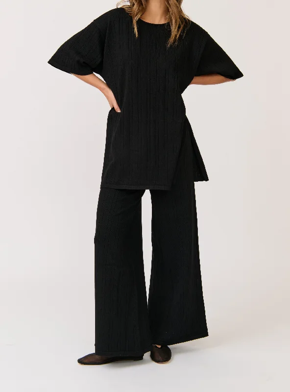 Super Savings Super Savings MOLLY RIB KNIT PANT - Black Rib Knit