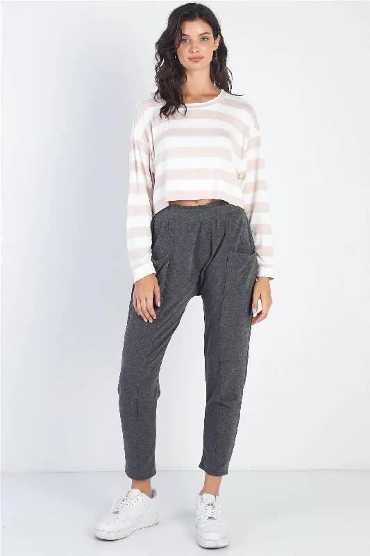 Markdowns Markdowns Charcoal Front Pocket Detail High Waist Jogger Pants