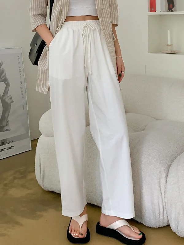 Discount Extravaganza Discount Extravaganza Casual Plain Drawstring Semi-Sheer High Waist Long Women Pants Discount Extravaganza Discount Extravaganza Casual Plain Drawstring Semi-Sheer High Waist Long Women Pants