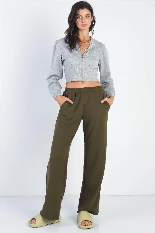 Incredible Offers Incredible Offers Olive Wide Leg Side Pockets Sweatpants /3-2-1