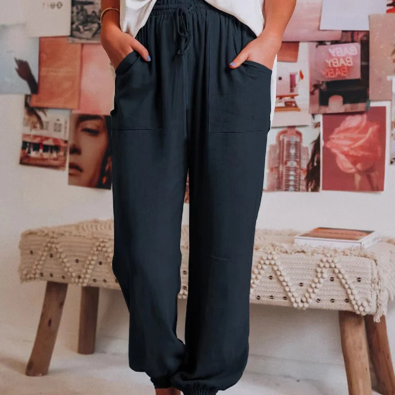 Weekend Discounts You Deserve Weekend Discounts You Deserve Casual Solid Color Drawstring Elastic Waist Haren Pants Wholesale Womens Clothing Weekend Discounts You Deserve Weekend Discounts You Deserve Casual Solid Color Drawstring Elastic Waist Haren Pants Wholesale Womens Clothing
