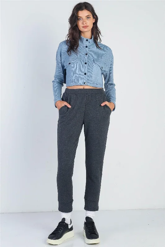 Low Prices Low Prices Charcoal High Waist Two Pocket Joggers Pants