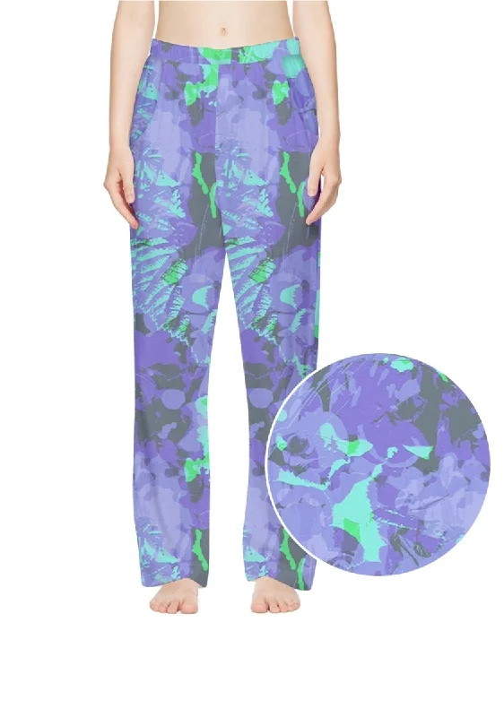 Major Savings Major Savings Splattered Purple Ink Print Casual Pants