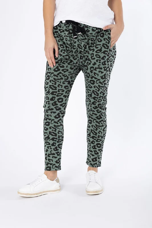 Crazy Savings Crazy Savings ELLA LEOPARD JOGGER - Khaki/Black