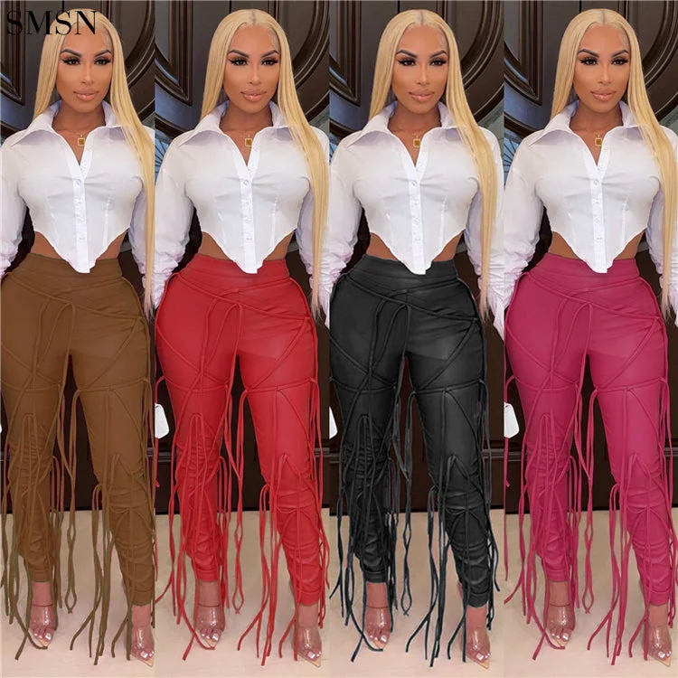 Weekend Deals That Sizzle Weekend Deals That Sizzle Latest Design Solid Color Fringed Zipper Leather Pants Casual Pants For Women Weekend Deals That Sizzle Weekend Deals That Sizzle Latest Design Solid Color Fringed Zipper Leather Pants Casual Pants For Women