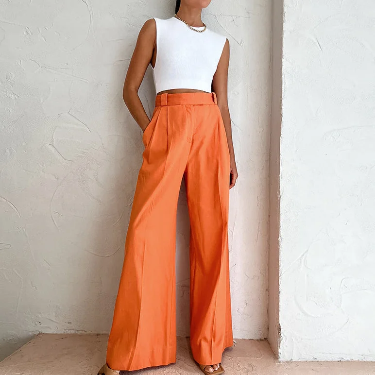 Weekend Deals to Make You Happy Weekend Deals to Make You Happy High Waist Loose Drape Casual Wide Leg Pants Wholesale Women'S Bottoms