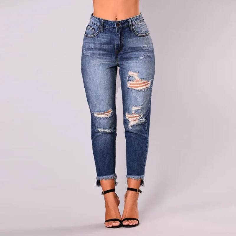 Year-End Sale Year-End Sale Skinny Stretch High Waist Hole Breaking Denim Pencil Pants Wholesale Womens Clothing Year-End Sale Year-End Sale Skinny Stretch High Waist Hole Breaking Denim Pencil Pants Wholesale Womens Clothing