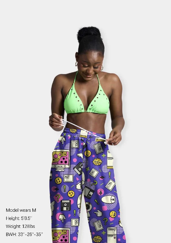 Super Bargain Super Bargain 1990s Retro Computer Stickers Print Casual Pants