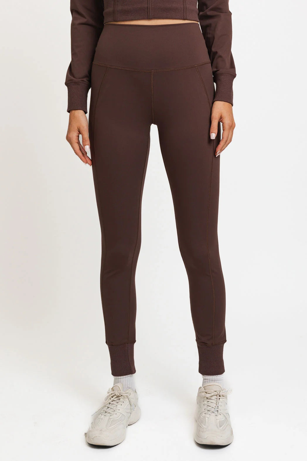 Deep Discounts Deep Discounts High Waist Banded Cuffs Jogger Pants Leggings