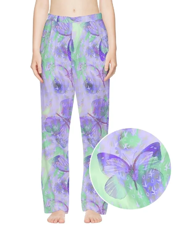 Hurry In Hurry In Watercolor Butterfly Print Casual Pants
