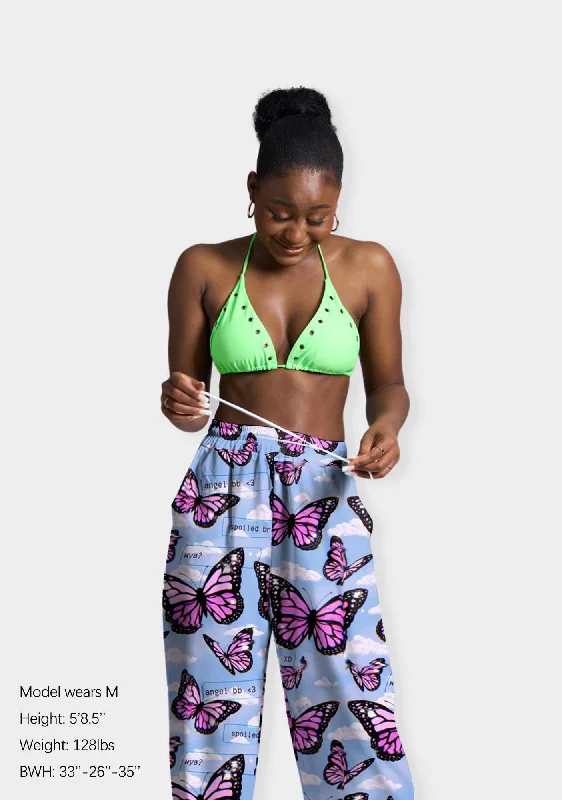 Now or Never Now or Never Blue Sky Butterfly Print Casual Pants