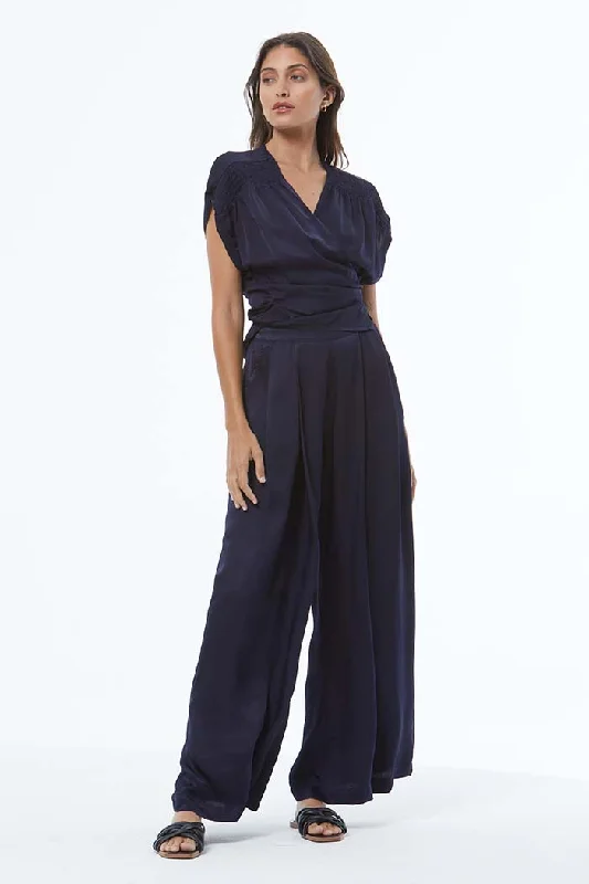 Special Offer Special Offer Lennox Pant in Hammered Satin // Midnight ~ NO RETURNS