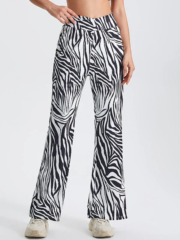 Mega Sale Mega Sale ZASUWA Female Zebra Print Flare Hip-Lift Pants