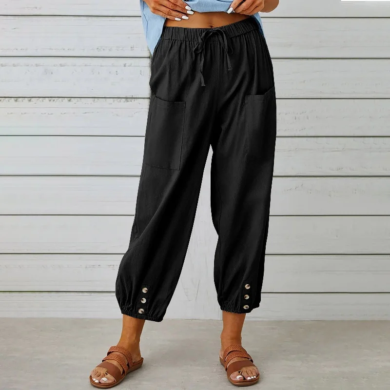 Weekend Bargains Just for You Weekend Bargains Just for You Loose High Waist Buttoned Cotton Linen Pants Nine Minute Wide Leg Pants Wholesale Womens Clothing N3824091200196 Weekend Bargains Just for You Weekend Bargains Just for You Loose High Waist Buttoned Cotton Linen Pants Nine Minute Wide Leg Pants Wholesale Womens Clothing N3824091200196