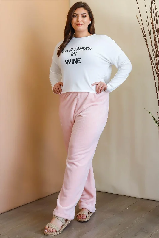 Final Clearance Final Clearance Plus Size Pink Bow Detail Wide Leg Pants