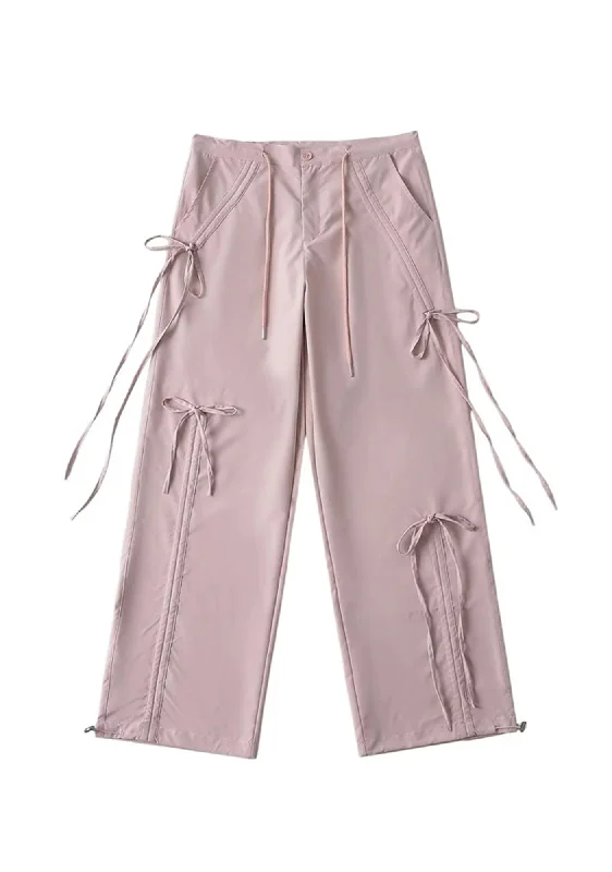 Savings Event Savings Event Y2K Bow Lace up Wide-leg Cargo Pants Cherrykitten
