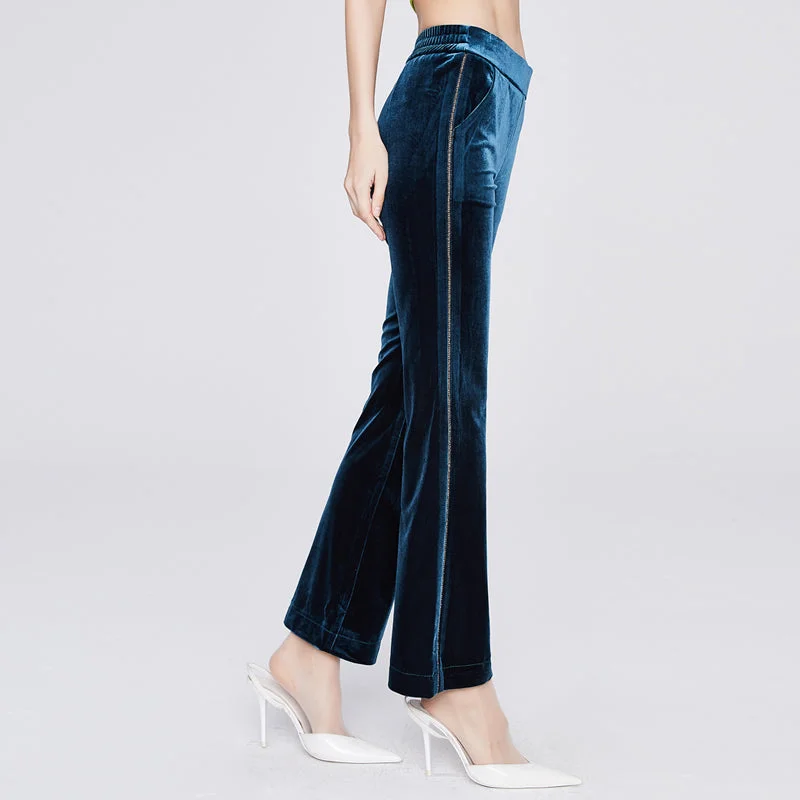 Weekend Savings Bonanza Weekend Savings Bonanza 2022 Diamond-studded elastic waist Velvet fabric Straight casual plus size women's pants & trousers 21096 Weekend Savings Bonanza Weekend Savings Bonanza 2022 Diamond-studded elastic waist Velvet fabric Straight casual plus size women's pants & trousers 21096