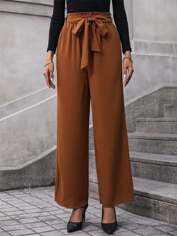 Online Deal Online Deal Tied Caramel Colored Wide Leg Pants