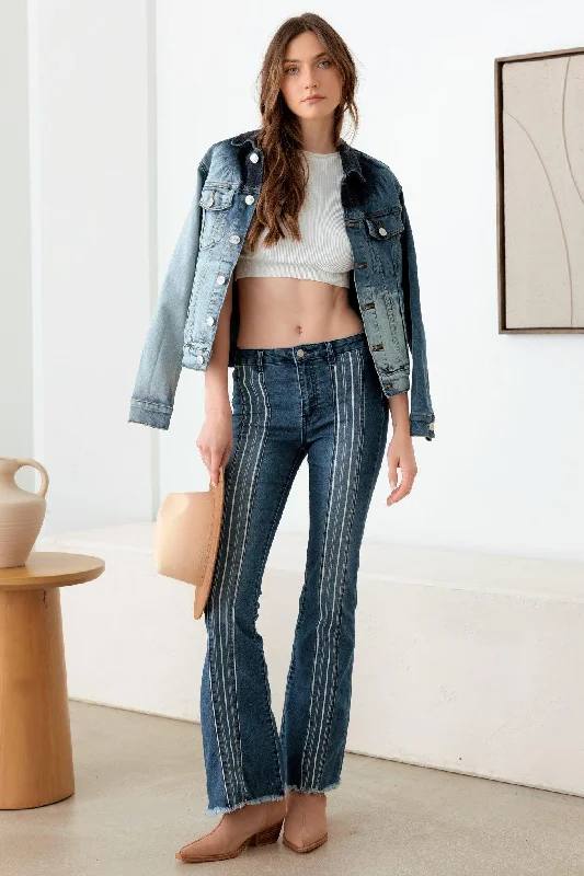 Price Reduction Price Reduction Blue Mid Rise Flare pin stripe Jeans