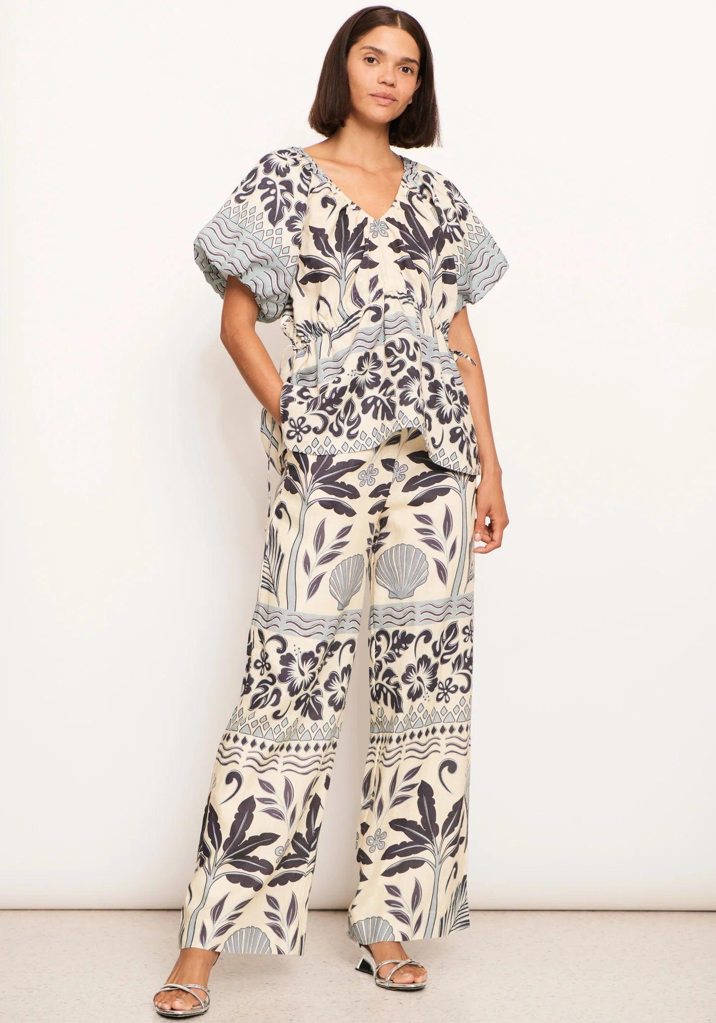 Shop Now Shop Now POL Clothing Paradise Linen Pant in Paradise Palm Print
