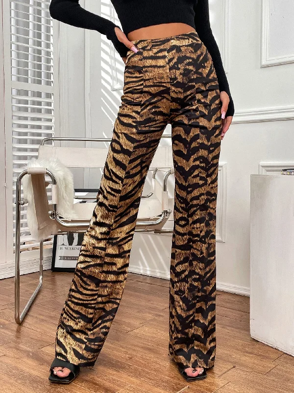 Markdown Madness Markdown Madness Glamorous Animal Natural Long Women Pants