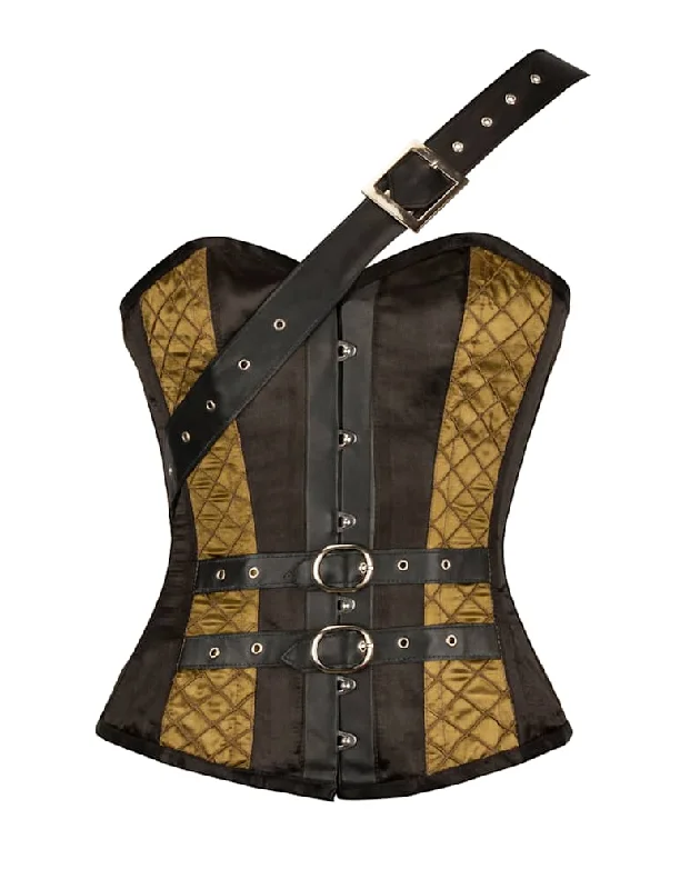 Discount Deals Discount Deals Adibayor Black & Gold Satin Corset With Adjustable Strap