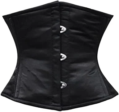 Mega Deal Mega Deal Aguilera Black Satin Steel Boned Underbust Corset