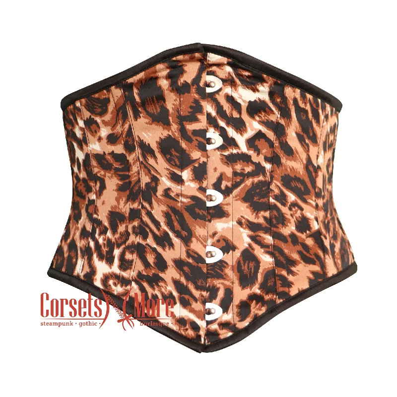 Don’t Miss Out Don’t Miss Out Animal Print Satin Corset Steampunk Underbust Waist Trainer Bustier Top