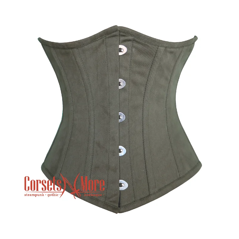 Weekend Discounts to Delight Weekend Discounts to Delight Army Green Cotton Gothic Underbust Waist Training Bustier Corset Weekend Discounts to Delight Weekend Discounts to Delight Army Green Cotton Gothic Underbust Waist Training Bustier Corset