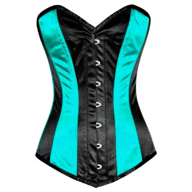 Big Deal Big Deal Baby Blue & Black Glossy Satin Burlesque Corset Waist Training LONGLINE Aqua Overbust Mesh Corset Big Deal Big Deal Baby Blue & Black Glossy Satin Burlesque Corset Waist Training LONGLINE Aqua Overbust Mesh Corset