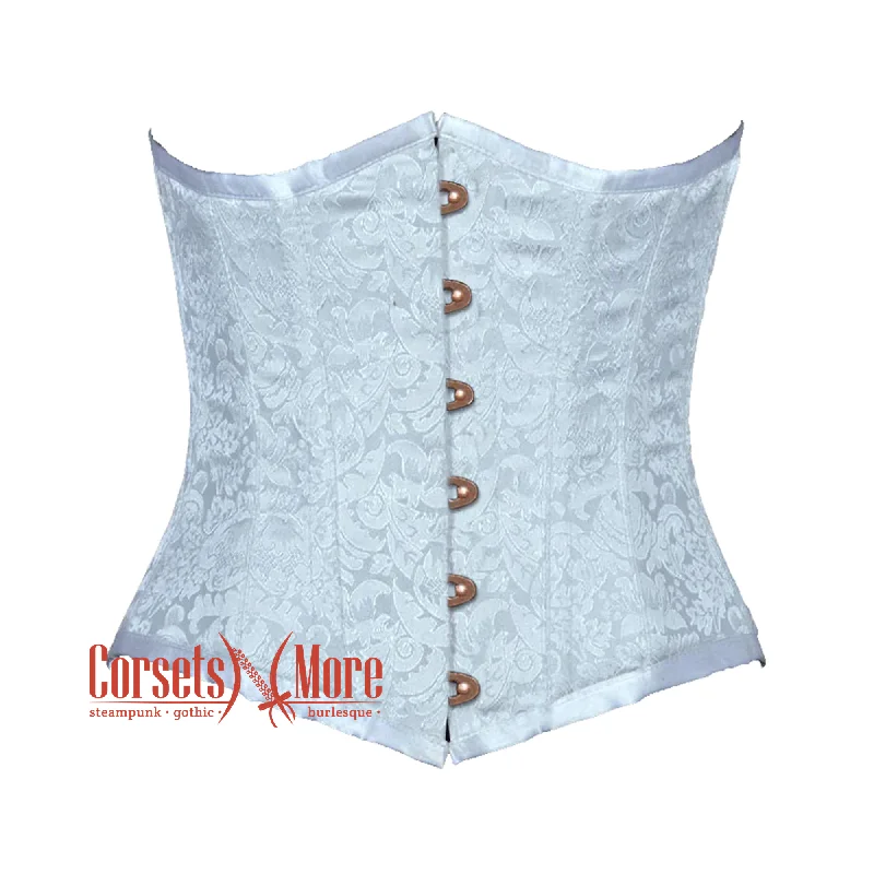 Limited Quantity Limited Quantity Baby Blue Brocade Gothic Burlesque Waist Training Underbust Corset Bustier Top Limited Quantity Limited Quantity Baby Blue Brocade Gothic Burlesque Waist Training Underbust Corset Bustier Top