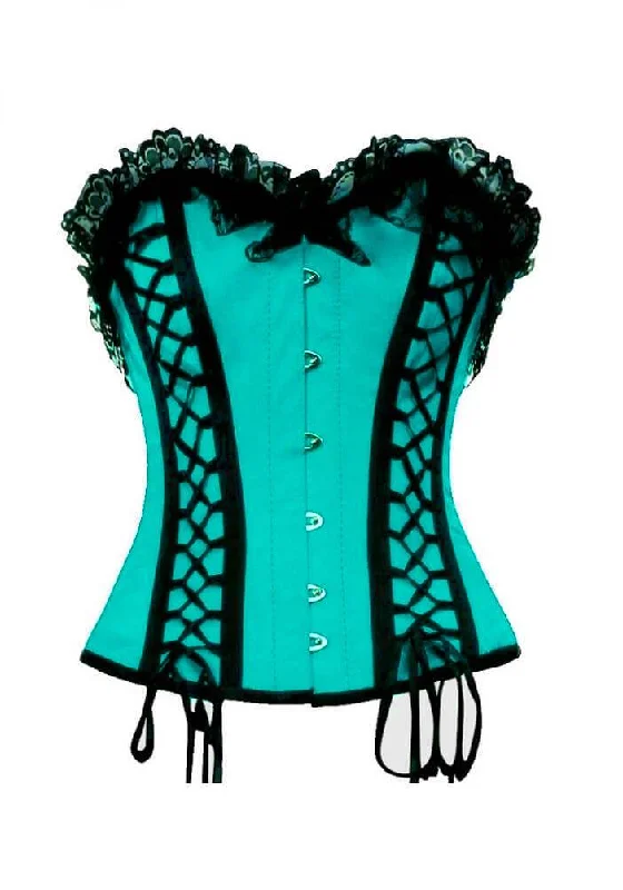 Crazy Deal Crazy Deal Baby Blue Satin Black Lacing Gothic Burlesque Corset Waist Training Overbust Crazy Deal Crazy Deal Baby Blue Satin Black Lacing Gothic Burlesque Corset Waist Training Overbust