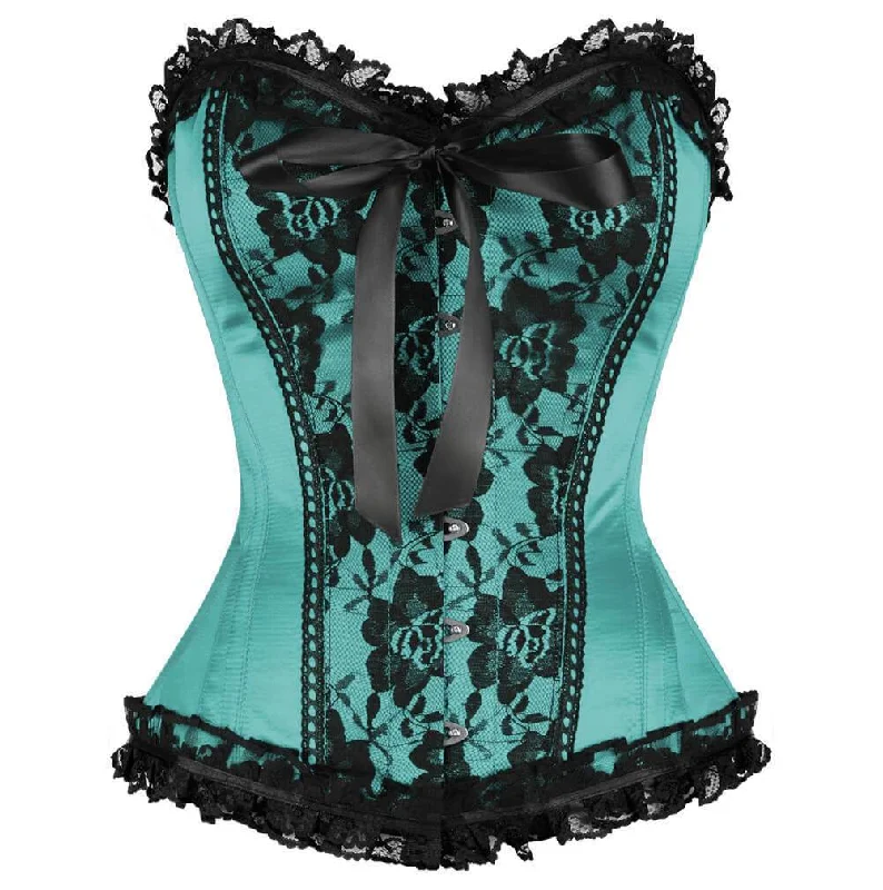Don't Delay Don't Delay Baby Blue Satin Corset Waist Training Black Frill Net Gothic Burlesque Bustier Overbust Don't Delay Don't Delay Baby Blue Satin Corset Waist Training Black Frill Net Gothic Burlesque Bustier Overbust