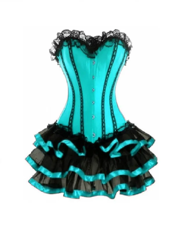 Deal of the Day Deal of the Day Baby Blue Satin Corset Waist Training Black Frill Tutu Skirt Gothic Bustier Overbust Deal of the Day Deal of the Day Baby Blue Satin Corset Waist Training Black Frill Tutu Skirt Gothic Bustier Overbust