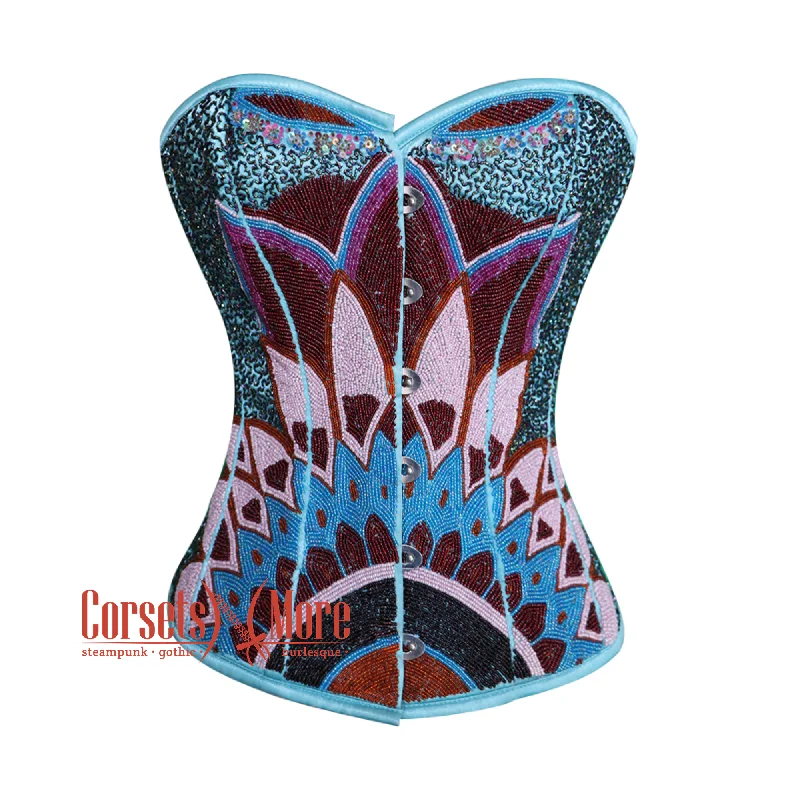 Buy Now Buy Now Baby Blue Satin Sequins Work Burlesque Waist Training Gothic Overbust Corset Top Buy Now Buy Now Baby Blue Satin Sequins Work Burlesque Waist Training Gothic Overbust Corset Top