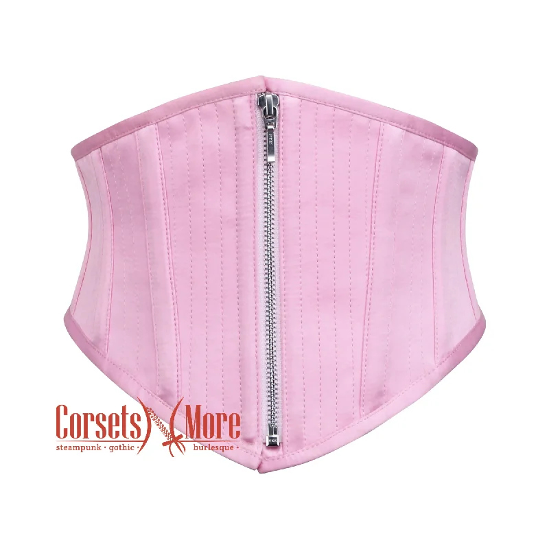 Weekend Bargains to Relish Weekend Bargains to Relish Baby Pink Satin Waist Cincher Bustier Underbust Corset