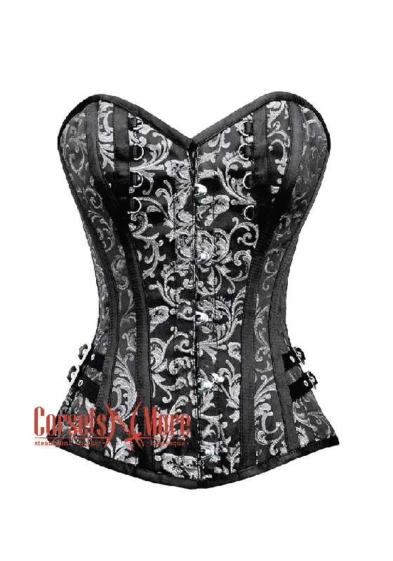 Instant Discount Instant Discount Black and Silver Brocade Steampunk Overbust Gothic Costume Corset Instant Discount Instant Discount Black and Silver Brocade Steampunk Overbust Gothic Costume Corset