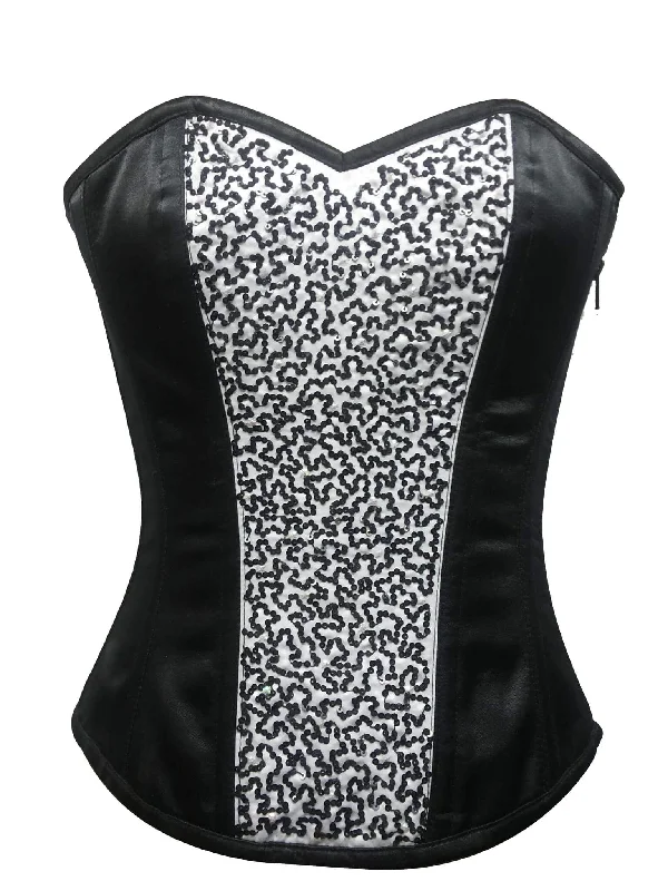 Reduced Rates Reduced Rates Black And White Satin Sequins Gothic Burlesque Corset Waist Cincher Overbust Reduced Rates Reduced Rates Black And White Satin Sequins Gothic Burlesque Corset Waist Cincher Overbust