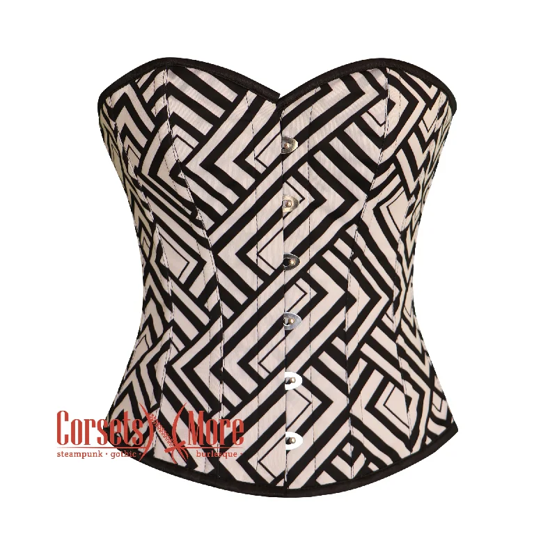 Best Seller Best Seller Black And White Printed Corset Gothic Costume Overbust Bustier Top Best Seller Best Seller Black And White Printed Corset Gothic Costume Overbust Bustier Top