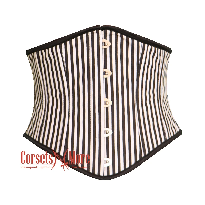 Exclusive Deal Exclusive Deal Black And White Stripe Poly Satin Underbust Costume Waist Cincher Basque Corset Exclusive Deal Exclusive Deal Black And White Stripe Poly Satin Underbust Costume Waist Cincher Basque Corset