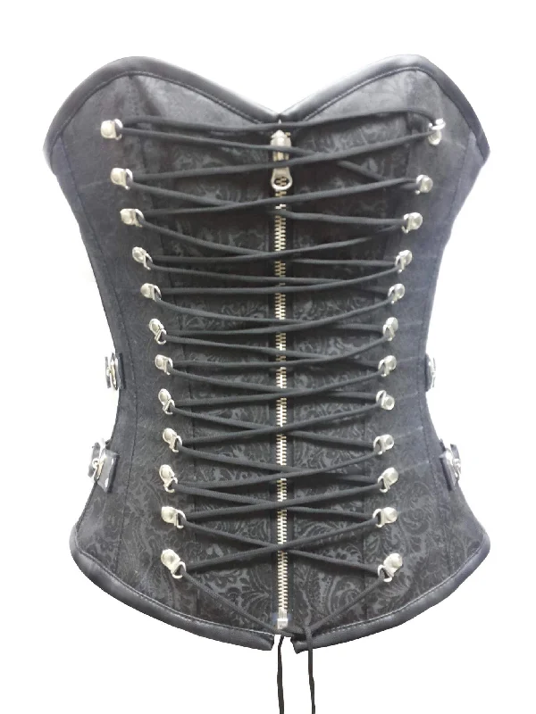Your Weekend, Your Savings Your Weekend, Your Savings Black Brocade Leather Zipper Laces Gothic Steampunk Bustier Burlesque Overbust Corset Costume Your Weekend, Your Savings Your Weekend, Your Savings Black Brocade Leather Zipper Laces Gothic Steampunk Bustier Burlesque Overbust Corset Costume