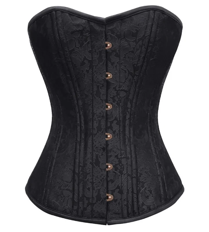 Hurry In Hurry In Black Brocade Spiral Steel Boned Corset Antique Busk Waist Training Overbust Top Hurry In Hurry In Black Brocade Spiral Steel Boned Corset Antique Busk Waist Training Overbust Top