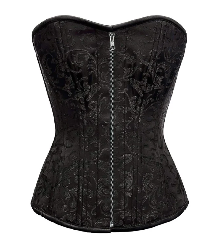 Massive Deal Massive Deal Black Brocade Spiral Steel Boned Corset Waist Training Bustier Overbust Top Massive Deal Massive Deal Black Brocade Spiral Steel Boned Corset Waist Training Bustier Overbust Top
