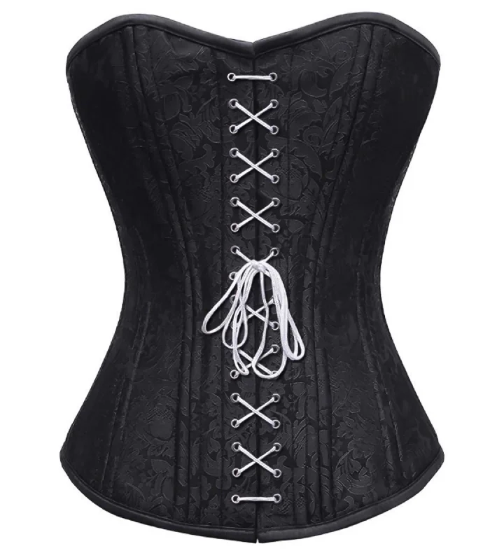 Extra Savings Extra Savings Black Brocade Spiral Steel Boned Waist Training Bustier Overbust Corset Top Extra Savings Extra Savings Black Brocade Spiral Steel Boned Waist Training Bustier Overbust Corset Top