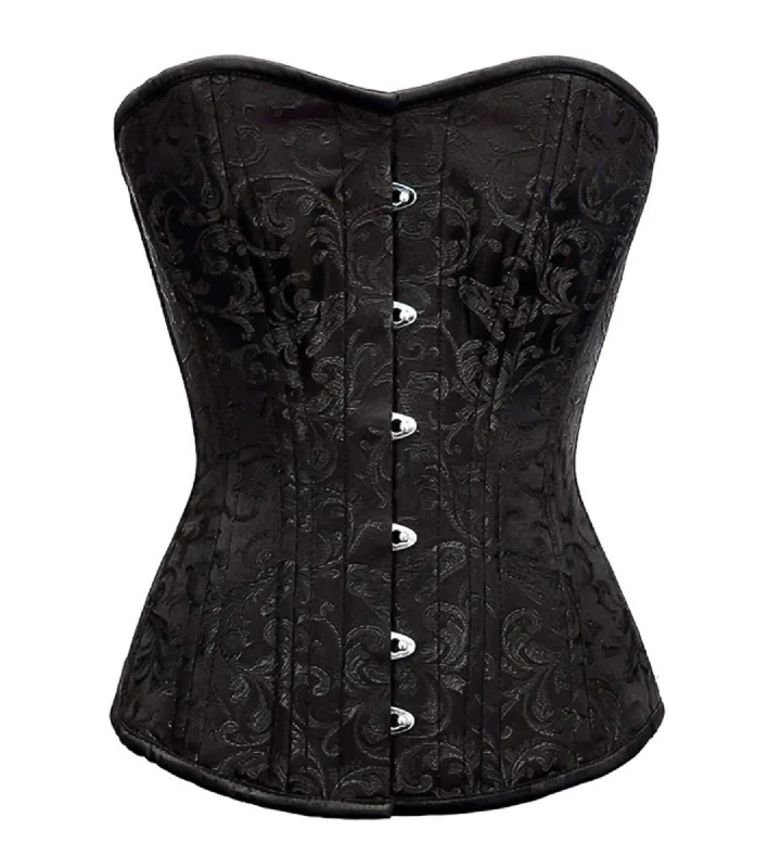 Now or Never Now or Never Black Brocade Spiral Steel Boned Corset Waist Training Bustier Overbust Top