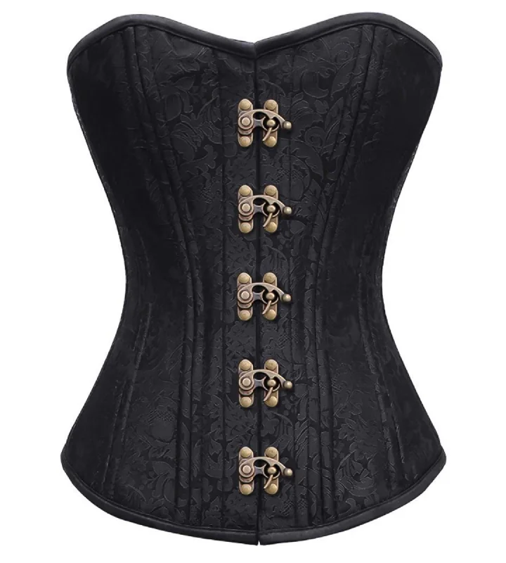 Hot Buy Hot Buy Black Brocade Spiral Steel Boned Corset Waist Training Overbust Black Corset Top Hot Buy Hot Buy Black Brocade Spiral Steel Boned Corset Waist Training Overbust Black Corset Top